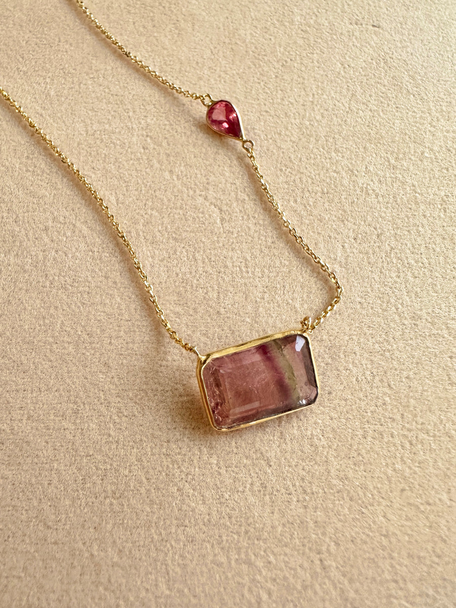 K18】L.E.O. NECKLACE Bi-Color Tourmaline,Pink Tourmaline 1-2