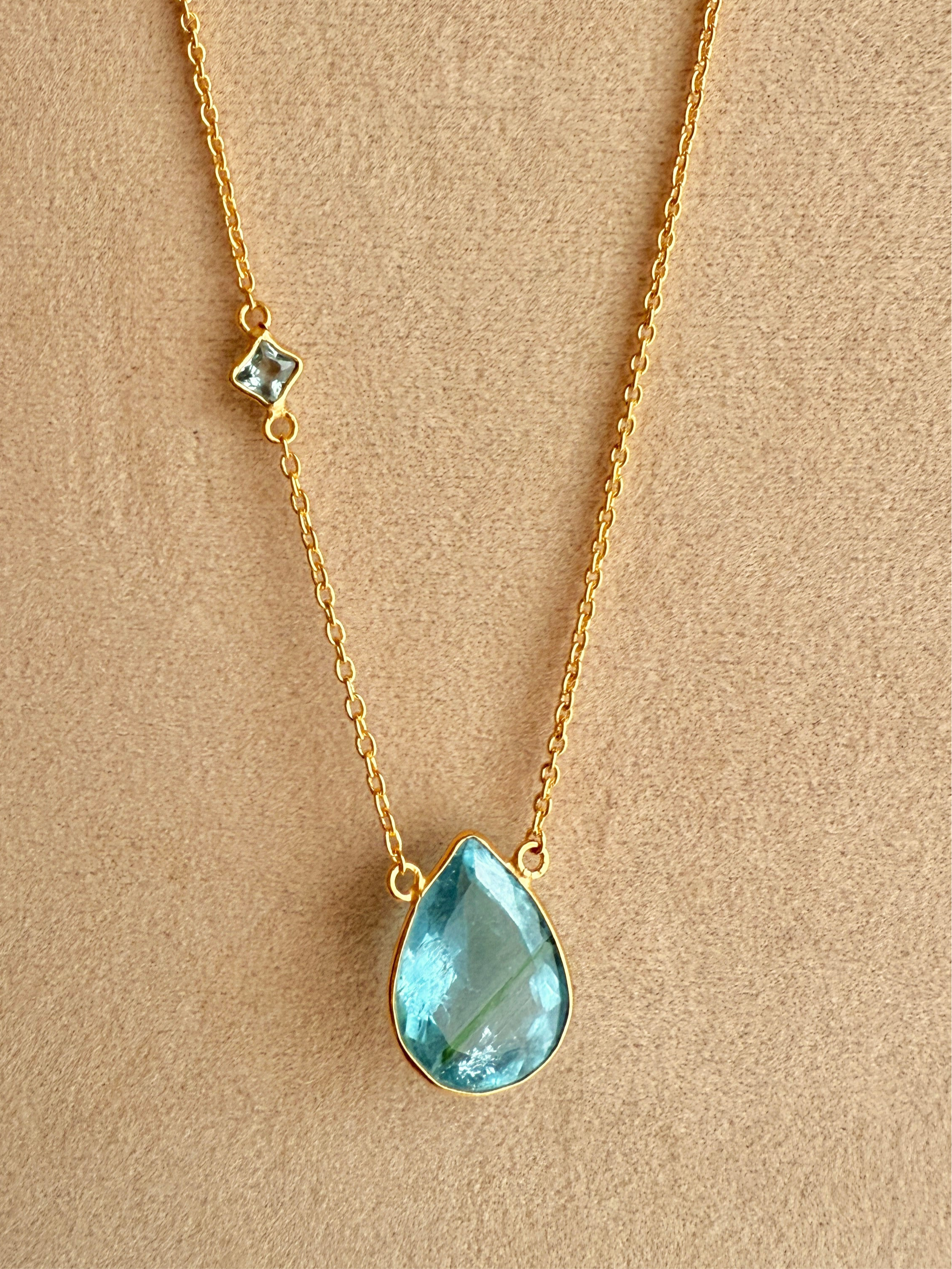 K18】L.E.O. NECKLACE Aquamarine(with Rutile),Aquamarine #3-10