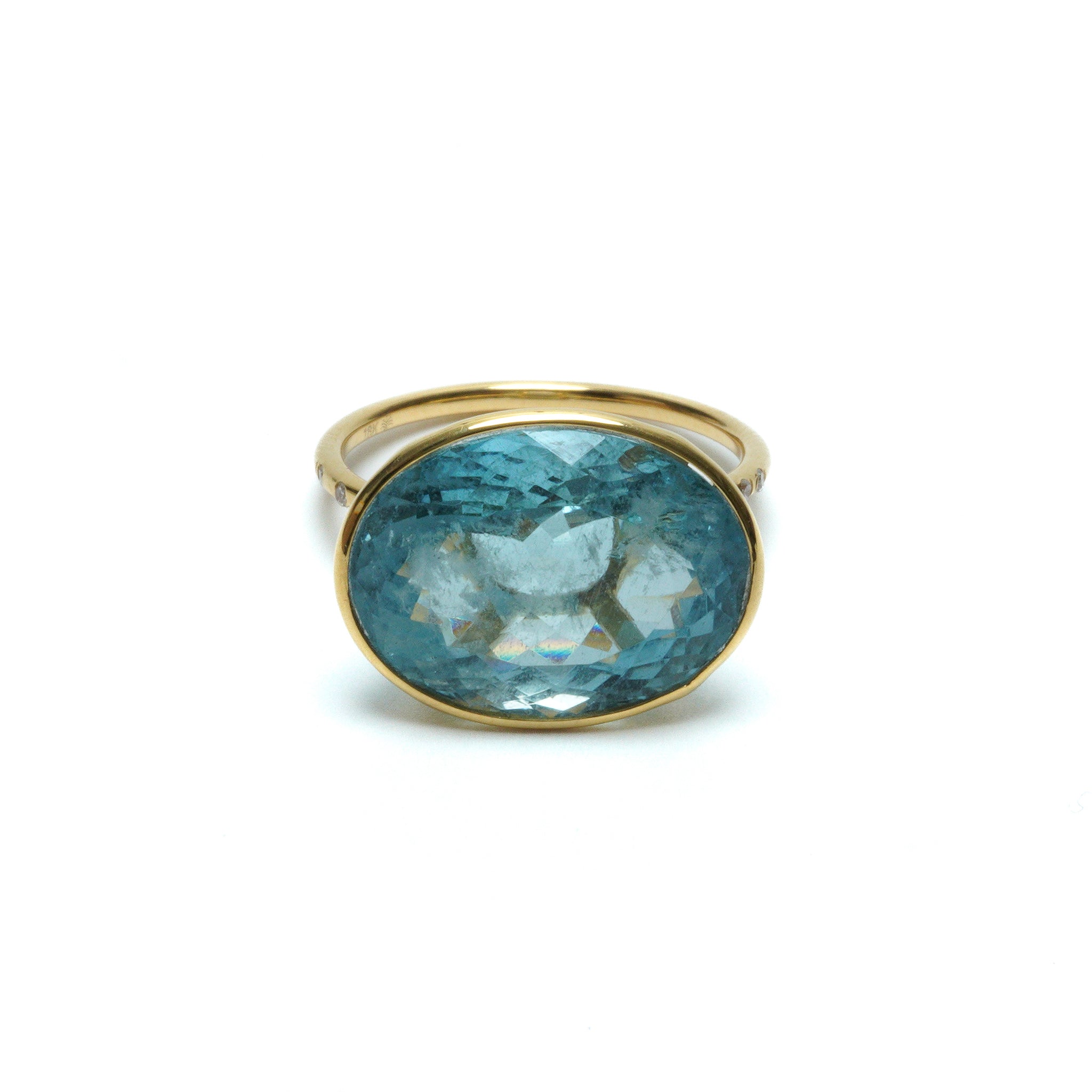 K18】NAKED BEAUTY RING Aquamarine, Diamond – Pahi AMULET